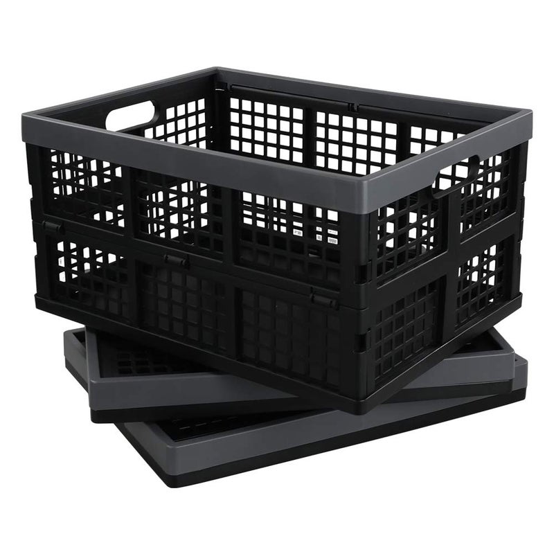 Fiazony 3-Pack 32 L Collapsible Crates, Plastic Folding Storage Crates - Image 1